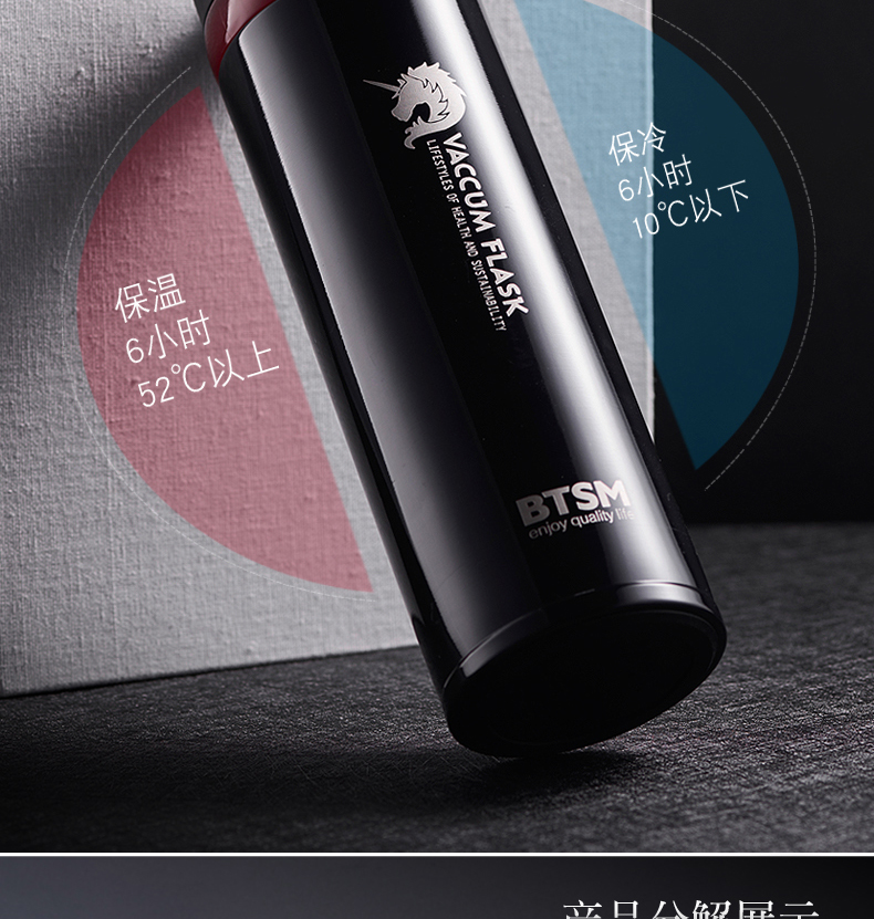 BTSM?？怂共讳P鋼保溫杯男女車載水杯 炫藍(lán)色420ML