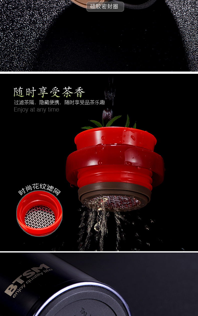 BTSM?？怂共讳P鋼保溫杯男女車載水杯 炫藍(lán)色420ML