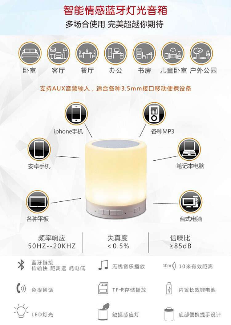 A7藍牙音響、臺燈 觸摸款
