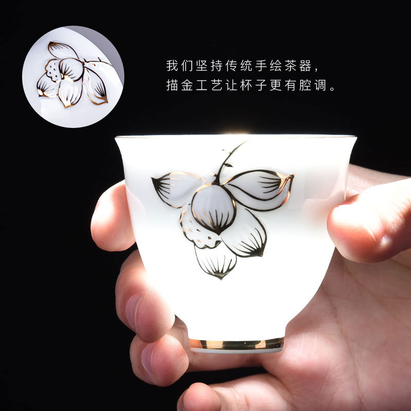 手繪白色美人杯、茶杯