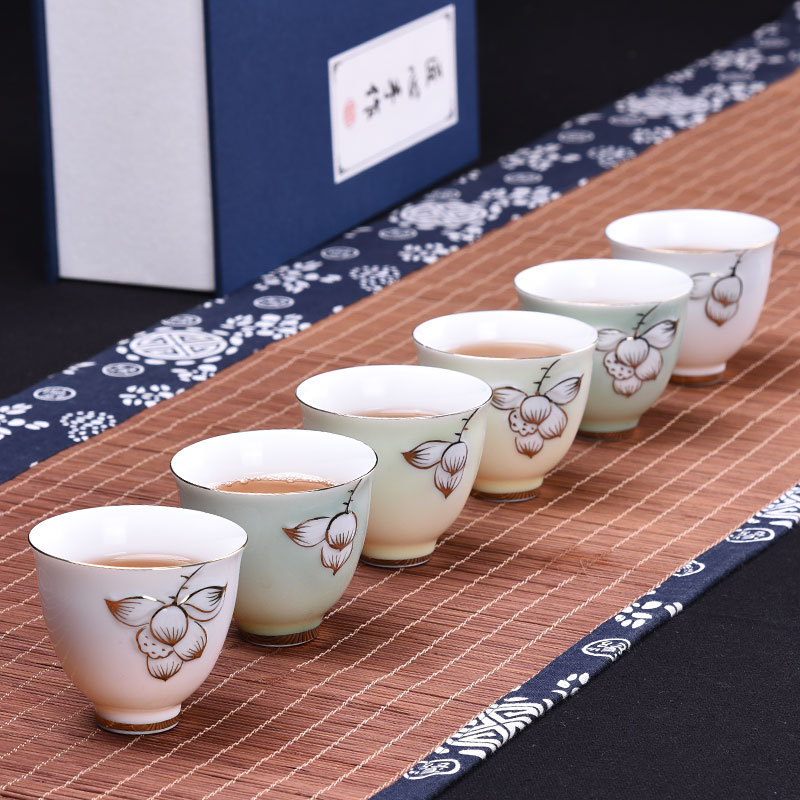 手繪白色美人杯、茶杯