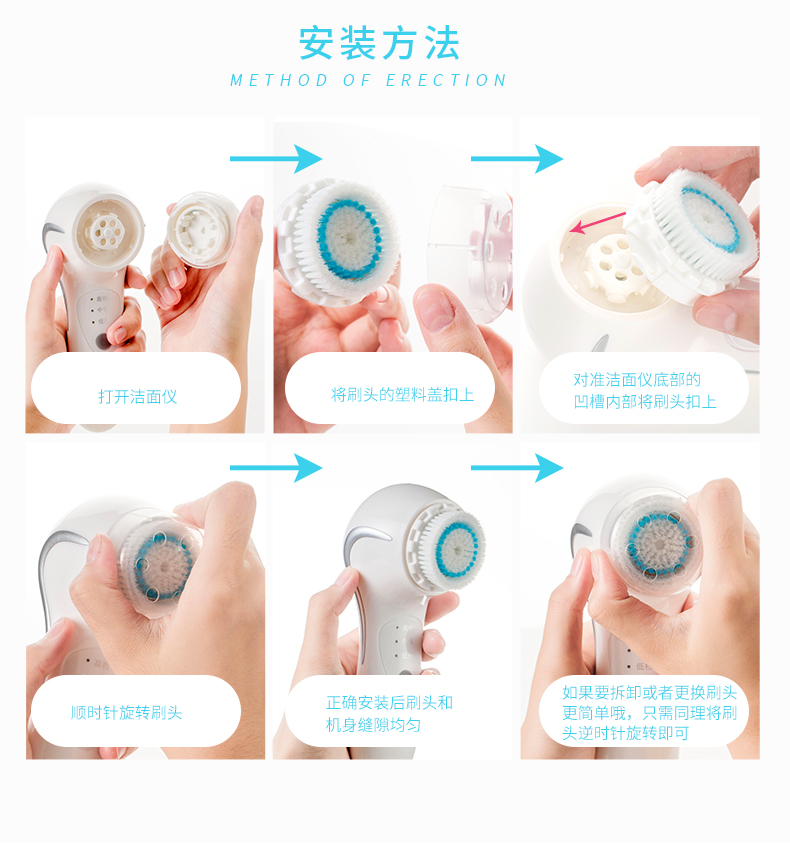 mushu木薯潔面儀 電動(dòng)聲波面部洗臉神器軟毛毛孔去黑頭深層清潔