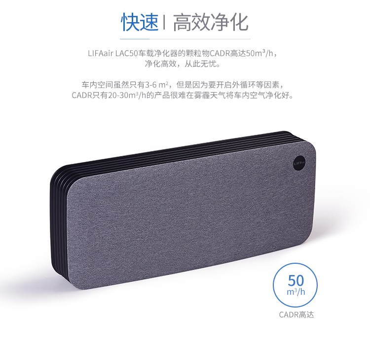 LIFAair LAC50全智能車(chē)載空氣凈化器KJ50G-L05 高效去除甲醛PM2.5