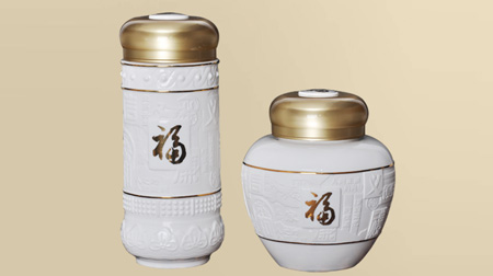 詩(shī)禮華章茶杯、茶葉罐兩件套