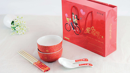 百年好合（抽拉式）碗、筷子 婚慶、節(jié)日喜慶禮品